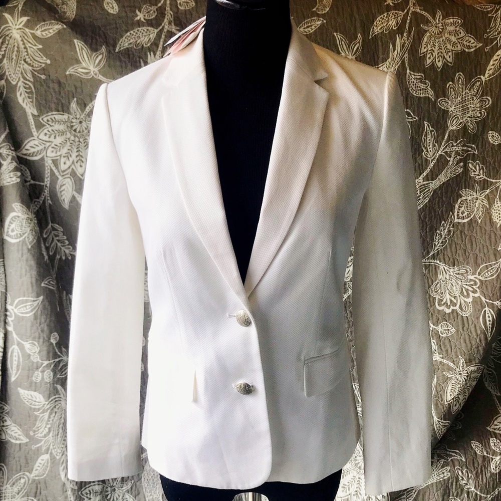 NWT banana republic fitted white blazer size 0P